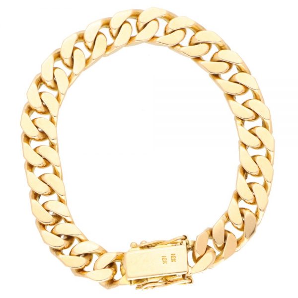 Vintage 18ct Yellow Gold Flat Curb Link Chain Bracelet