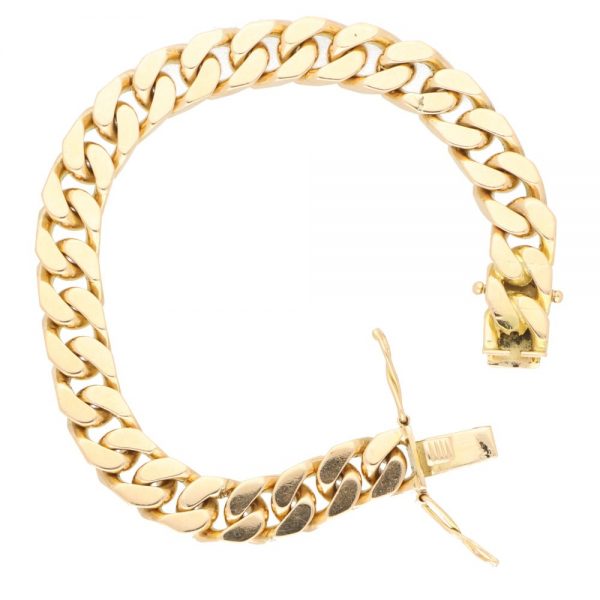 Vintage 18ct Yellow Gold Flat Curb Link Chain Bracelet