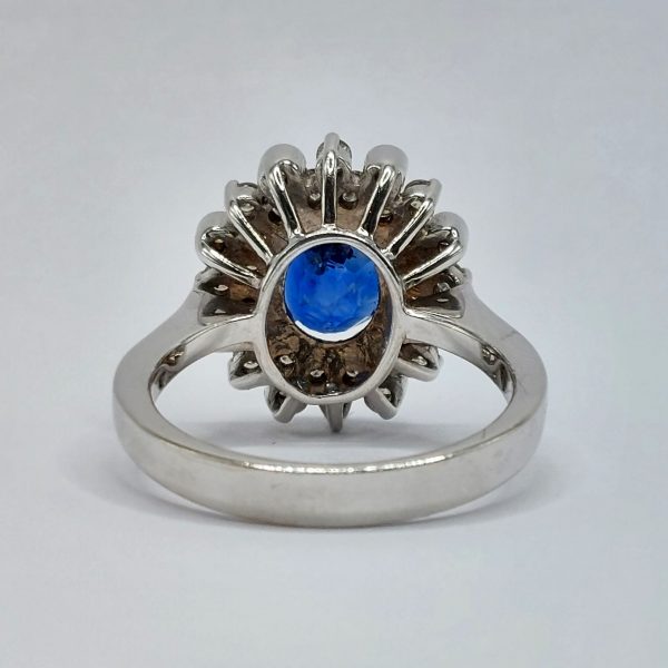 Modern 2ct Sapphire and Diamond Cluster Ring