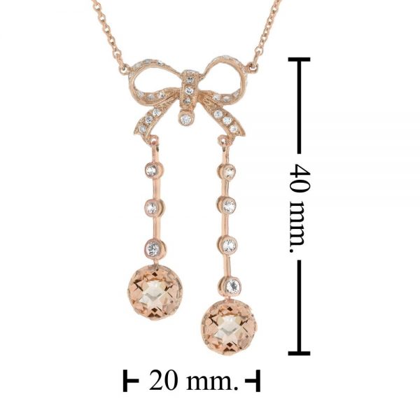 Edwardian Style Morganite and Diamond Negligee Necklace in Rose Gold