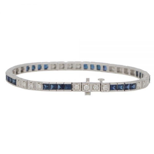 Modern 4.43ct Sapphire and Diamond Line Tennis Bracelet