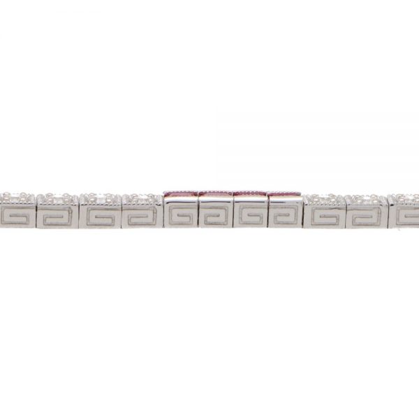 Modern Ruby and Diamond Line Tennis Bracelet