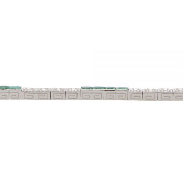 Modern Emerald and Diamond Line Tennis Bracelet