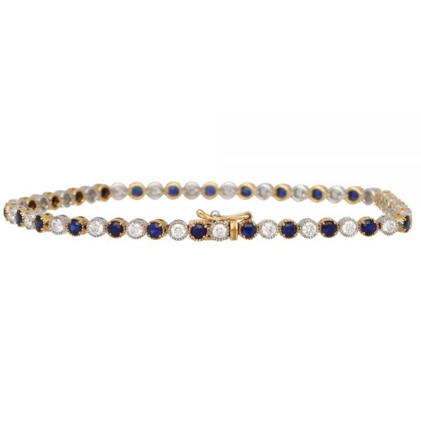 Sapphire and Diamond Line Bracelet