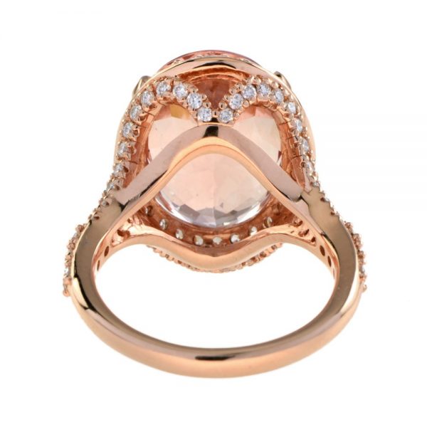 9.6ct Oval Morganite and Diamond Cluster Cocktail Ring in 18ct Rose Gold