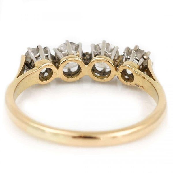 Vintage Mid-Century 18ct Gold and Platinum Four Stone Diamond Ring, Circa 1950