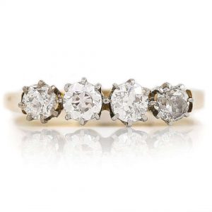 Vintage Mid-Century 18ct Gold and Platinum Four Stone Diamond Ring, Circa 1950