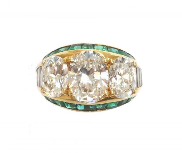 Retro three stone diamond ring large 3 carats