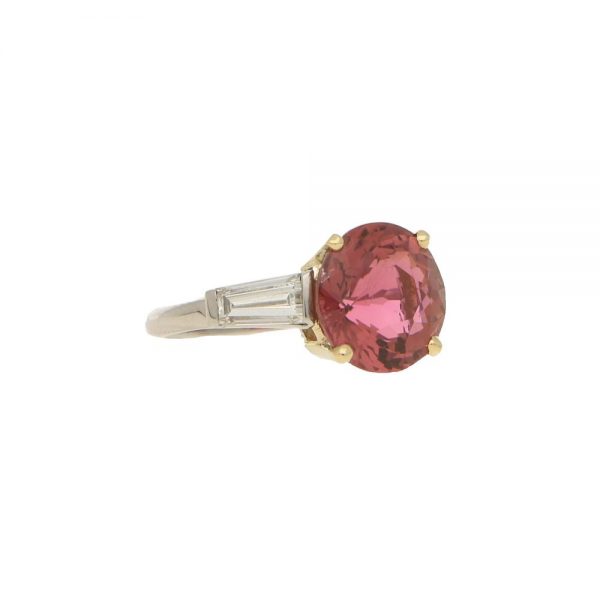 Pink Tourmaline and Diamond Engagement Ring