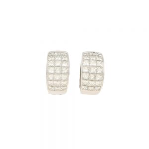 2.58ct Princess Cut Diamond Hoop Earrings in 18ct White Gold