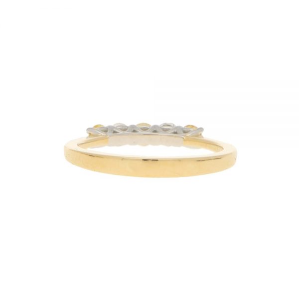 Natural Yellow and White Diamond Half Eternity Five Stone Ring