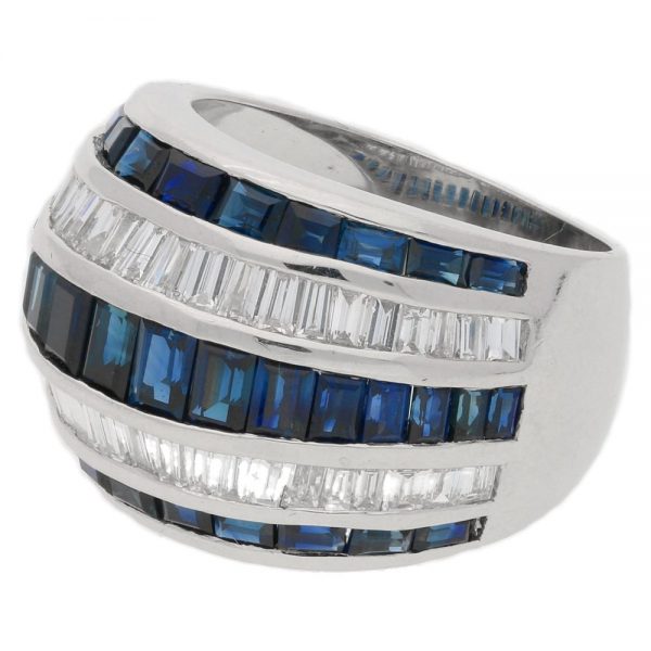 Sapphire and Diamond Five Row Dress Ring in Platinum