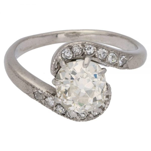 Vintage 1.25ct Old Mine Cut Diamond Solitaire Engagement Ring in Platinum
