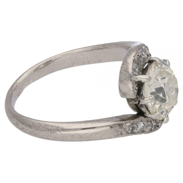 Vintage 1.25ct Old Mine Cut Diamond Solitaire Engagement Ring in Platinum