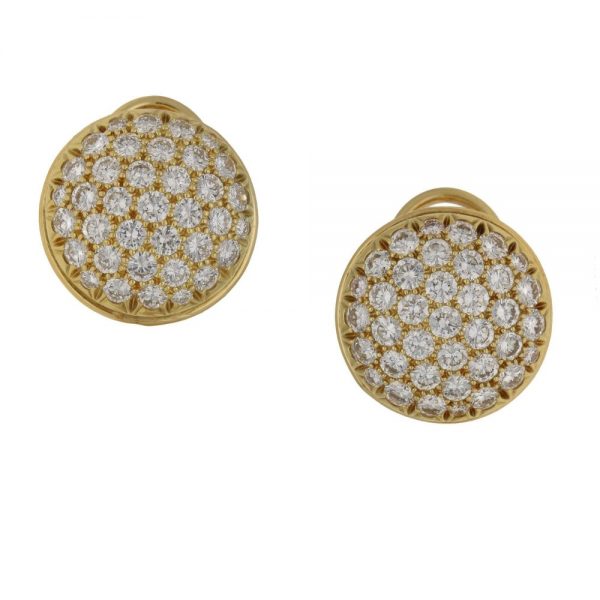 Vintage Signed Fred Diamond 18ct Gold Earrings