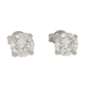 Solitaire Diamond Stud Earrings 2.46 Carats