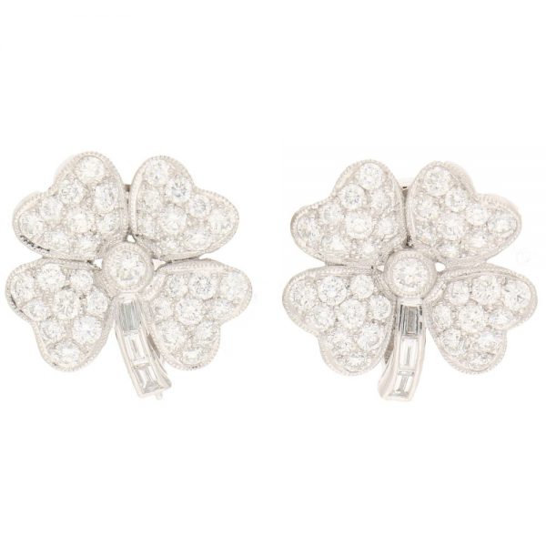 7.36ct Diamond Studded Four Leaf Clover Earrings