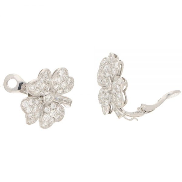 7.36ct Diamond Studded Four Leaf Clover Earrings