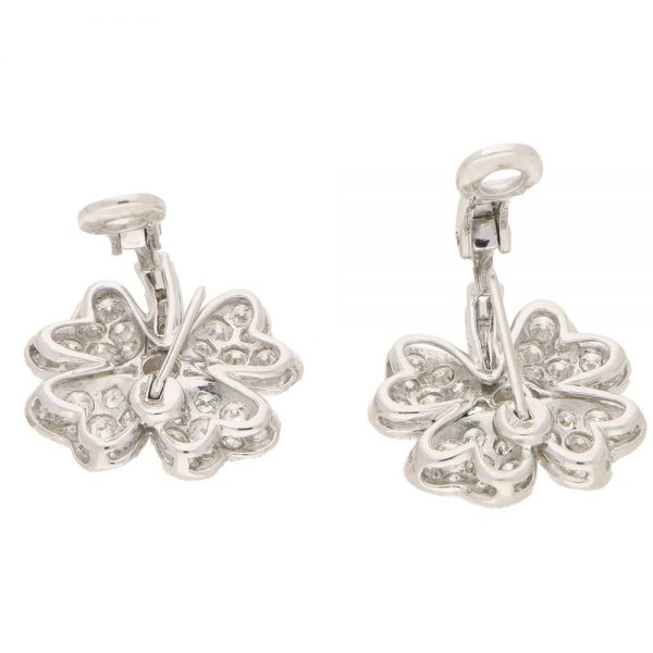 7.36ct Diamond Studded Four Leaf Clover Earrings