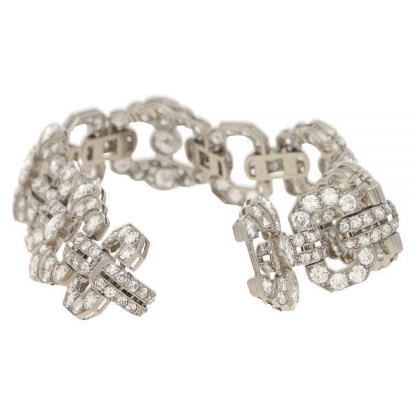 Antique Art Deco 15ct Diamond Panel Bracelet in Platinum