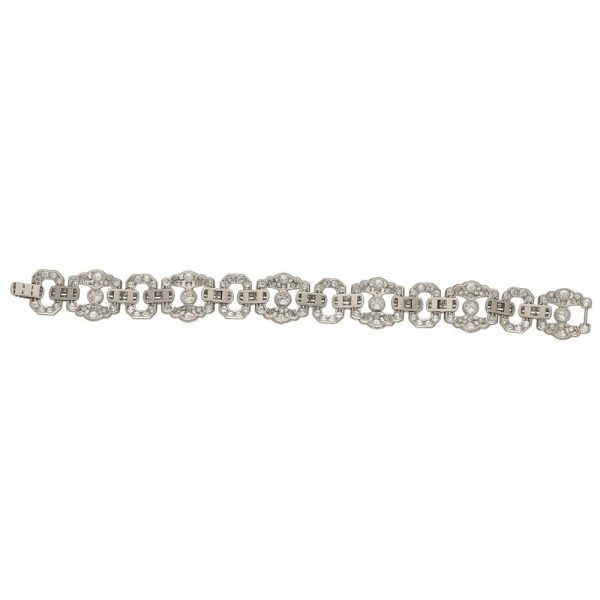 Antique Art Deco 15ct Diamond Panel Bracelet in Platinum