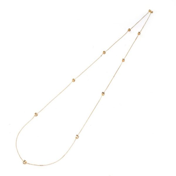 Gucci 18ct Yellow Gold Long Chain Necklace with G Logo Cubes