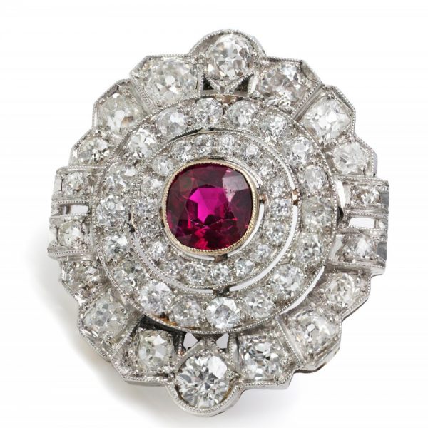 Vintage Ruby and diamond brooch