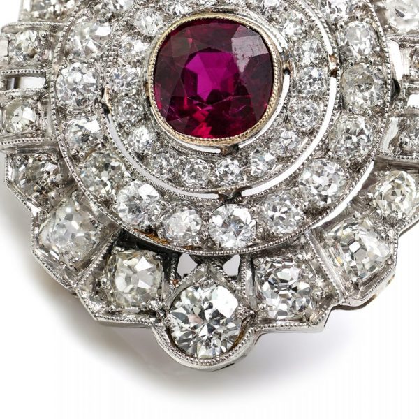 Antique Ruby and Diamond Brooch come Pendant