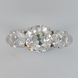 Three Stone Diamond Ring, 3.37 carat total
