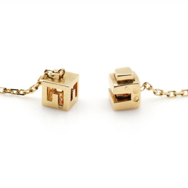 Gucci 18ct Yellow Gold G Logo Cube Long Chain Necklace with Adjustable Clasp
