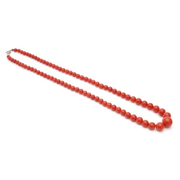 Antique Late Victorian Natural Coral Graduated Bead Necklace
