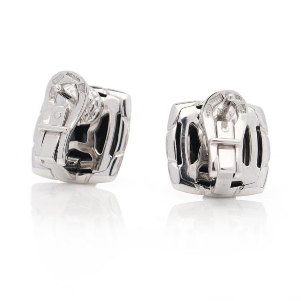 Bulgari Onyx and White Gold Pyramid Earrings