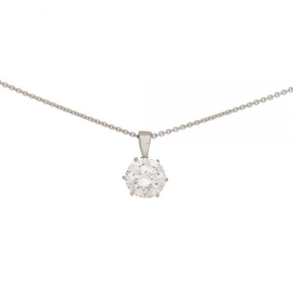 Classic Certified 1.28 Carat Diamond Solitaire Pendant in 18ct White Gold