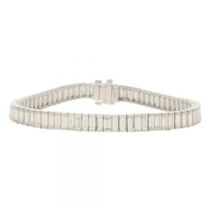 Art Deco Inspired Baguette Cut Diamond Tennis Bracelet