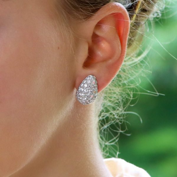 1.50ct Pear Shaped Diamond Earrings Set in Platinum