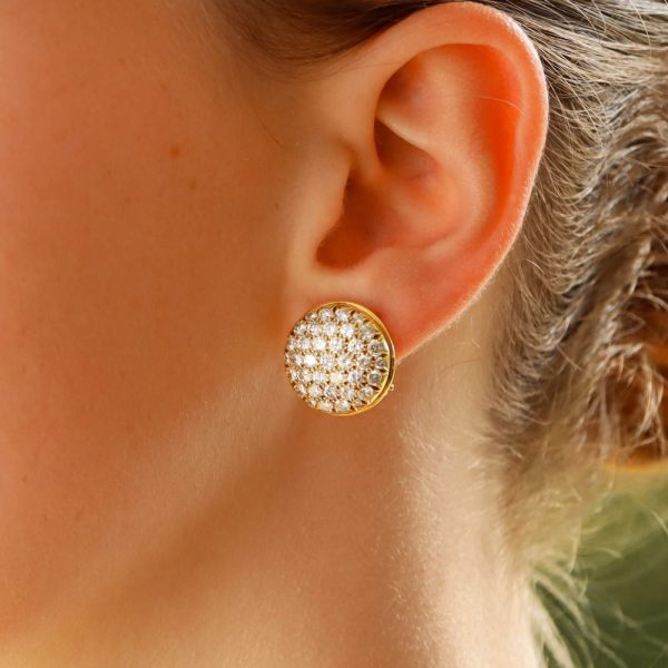 Vintage Signed Fred Diamond 18ct Gold Earrings