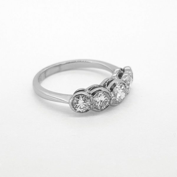 Five Stone Diamond Ring in Platinum, 1.60 carat total