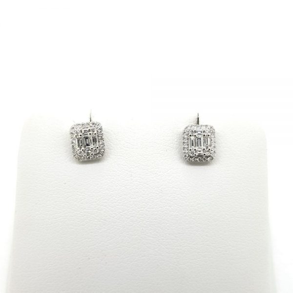 Illusion Set Diamond Cluster Earrings