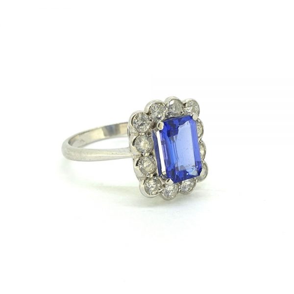 2.70ct Tanzanite and Diamond Floral Cluster Ring