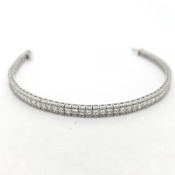 Princess Cut Diamond Line Bracelet, 6.34 carat total