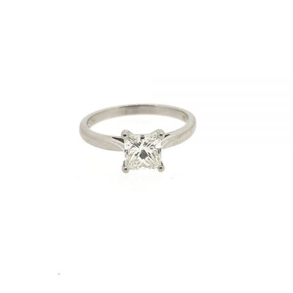 GIA Certified H VS1 1.01ct Princess Cut Solitaire Diamond Ring in Platinum