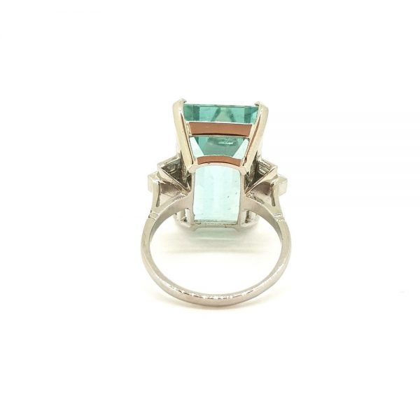 18.35ct Sea Green Blue Aquamarine and Diamond Dress Cocktail Ring in Platinum