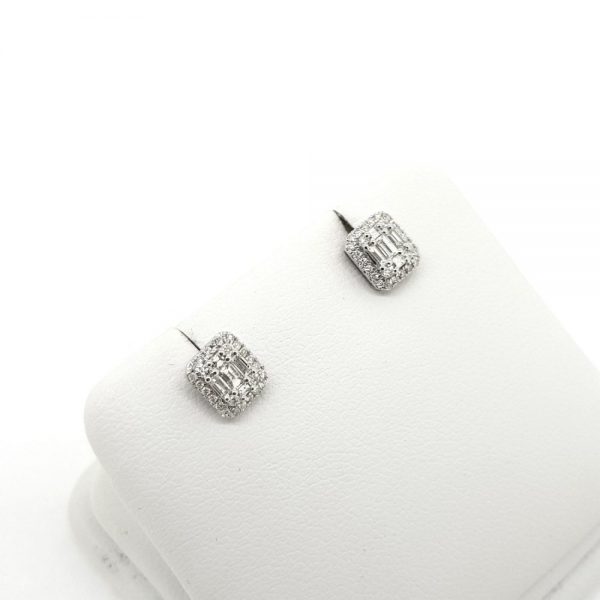 Illusion Set Diamond Cluster Earrings