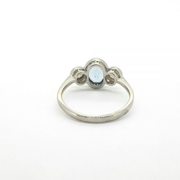 1.10ct Oval Aquamarine and Diamond Trilogy Ring