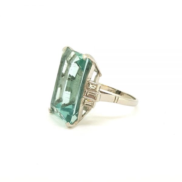 18.35ct Sea Green Blue Aquamarine and Diamond Dress Cocktail Ring