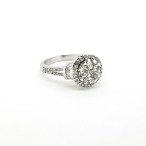Contemporary Diamond Cluster Engagement Ring, 1.13 carats