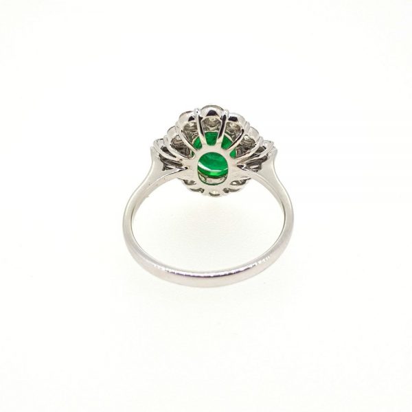 1.88ct Oval Cut Emerald and Diamond Cluster Ring