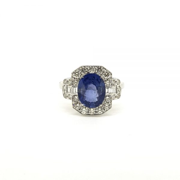 Modern 2.51ct Sapphire and Diamond Cluster Dress Ring