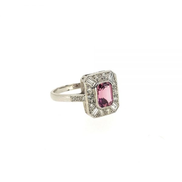 Pink Tourmaline and Diamond Cluster Dress Ring