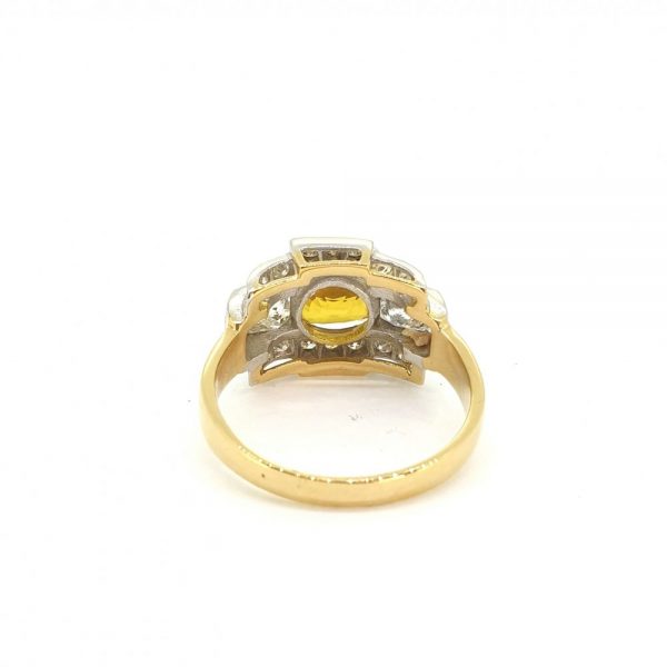 2.30ct Yellow Sapphire and Diamond Cluster Dress Ring